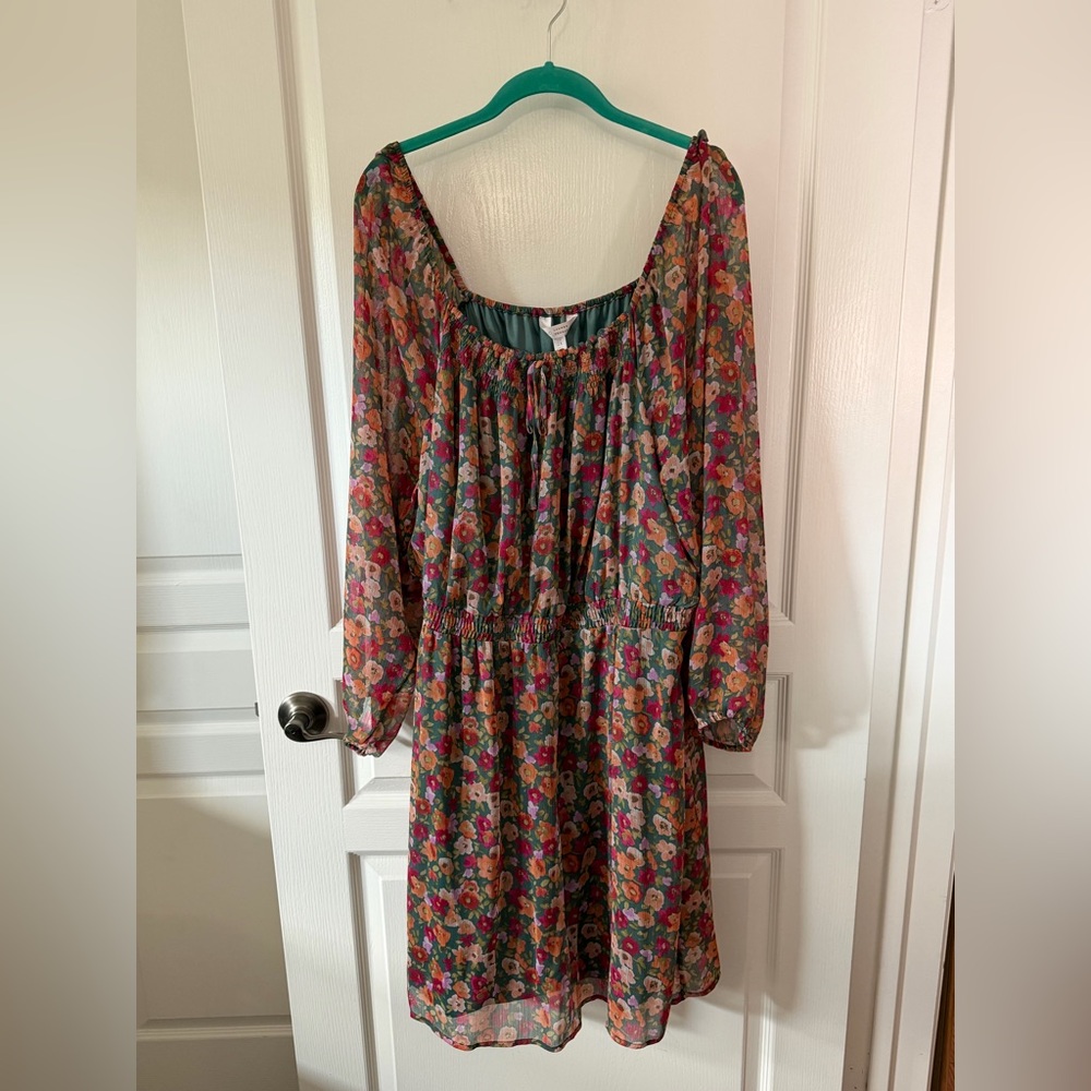 LC Lauren Conrad Multicolor Floral Long Sleeve Dress